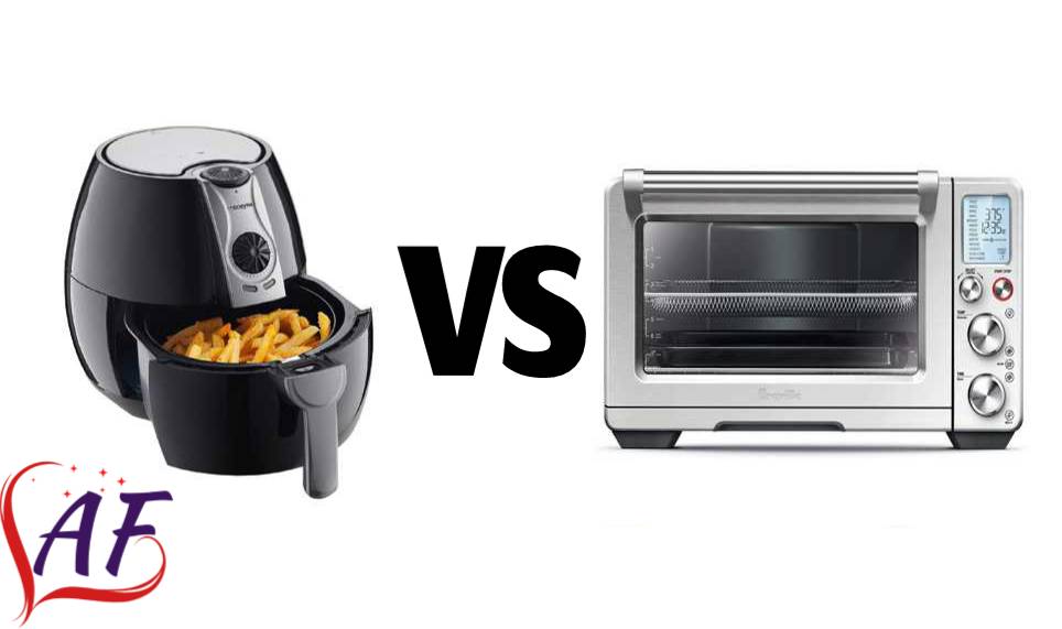 Air Fryer vs Oven - Air fryer uses the rapid circulation of heated air to cook to make it crispy, while the oven relies on still air to cook.